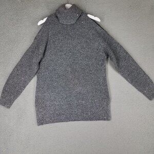 INC Turtleneck Sweater Women's Small Knit Cold Shoulder Glitter Sparkle Cozy